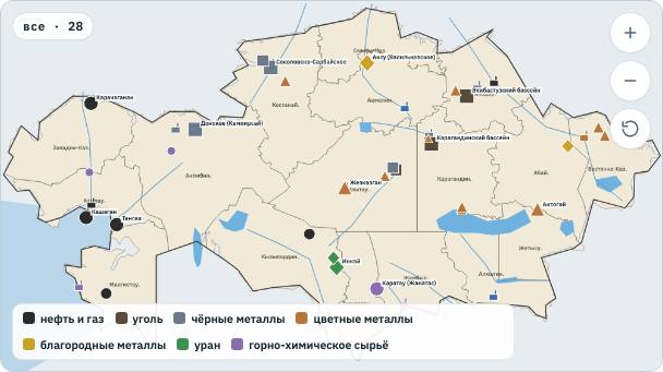 Полезные ископаемые и отрасли Казахстана