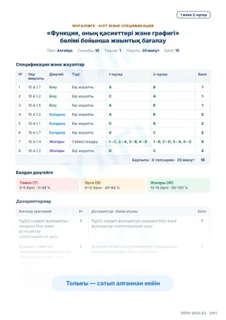 Үлгі · Мұғалімге: кілт пен дескрипторлар