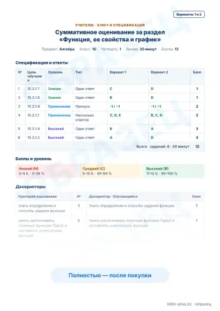 Образец · Учителю: ключ и дескрипторы