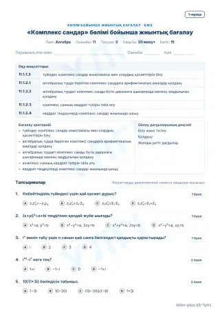Үлгі · БЖБ · 1-нұсқа