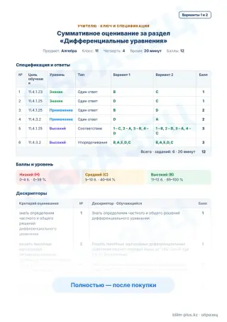 Образец · Учителю: ключ и дескрипторы