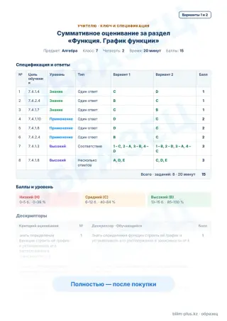 Образец · Учителю: ключ и дескрипторы