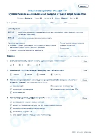 Образец · СОР · вариант 1