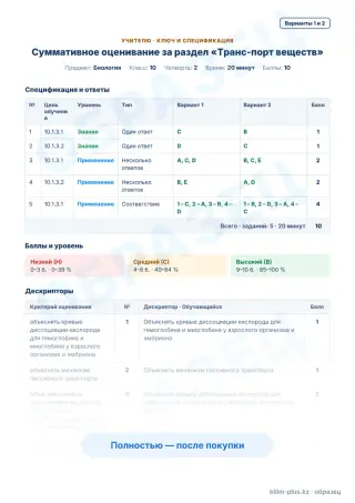 Образец · Учителю: ключ и дескрипторы