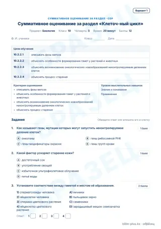 Образец · СОР · вариант 1