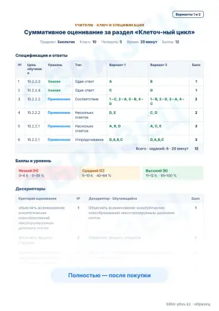 Образец · Учителю: ключ и дескрипторы