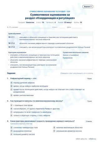 Образец · СОР · вариант 1
