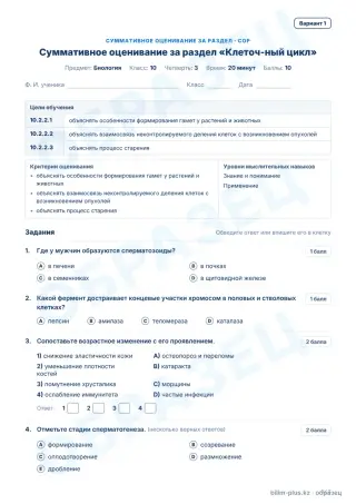 Образец · СОР · вариант 1