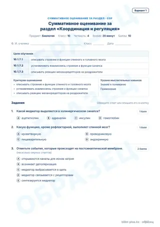 Образец · СОР · вариант 1