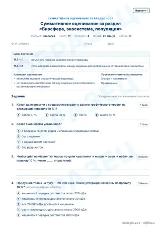 Образец · СОР · вариант 1