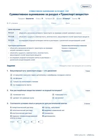 Образец · СОР · вариант 1