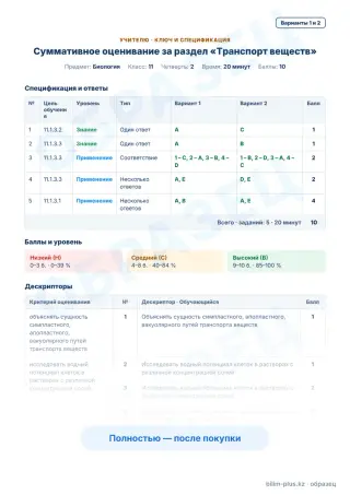Образец · Учителю: ключ и дескрипторы