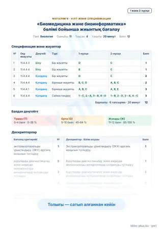 Үлгі · Мұғалімге: кілт пен дескрипторлар