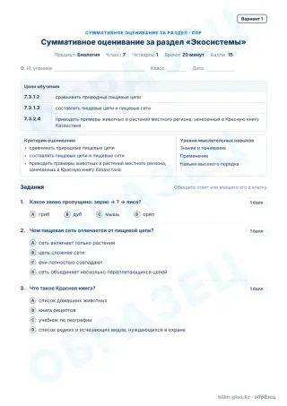 Образец · СОР · вариант 1