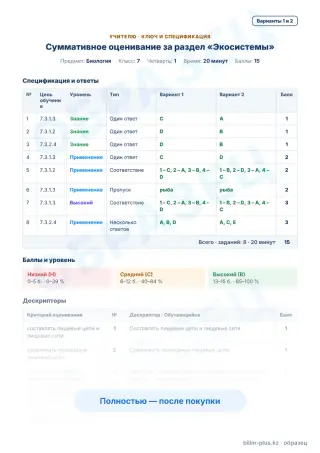 Образец · Учителю: ключ и дескрипторы