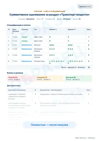 Образец · Учителю: ключ и дескрипторы