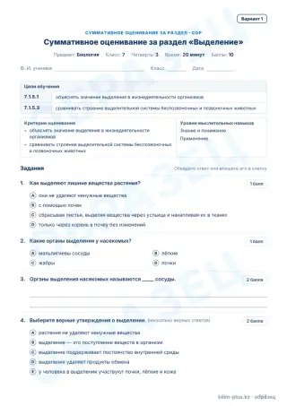 Образец · СОР · вариант 1