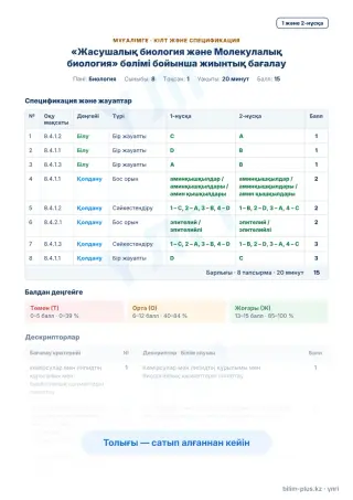 Үлгі · Мұғалімге: кілт пен дескрипторлар