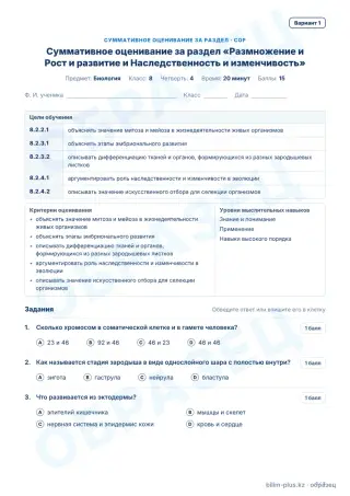 Образец · СОР · вариант 1