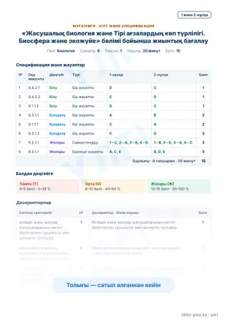 Үлгі · Мұғалімге: кілт пен дескрипторлар