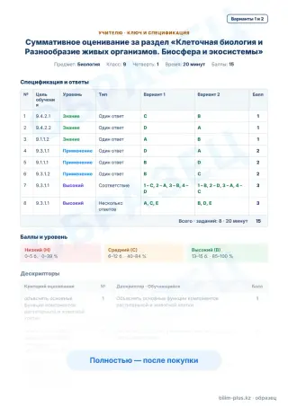 Образец · Учителю: ключ и дескрипторы