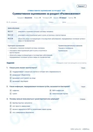 Образец · СОР · вариант 1