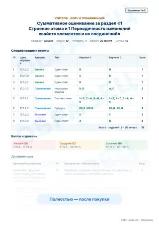 Образец · Учителю: ключ и дескрипторы