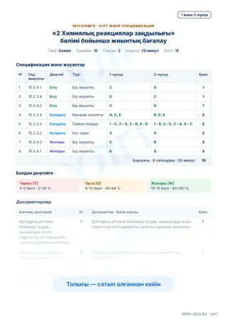 Үлгі · Мұғалімге: кілт пен дескрипторлар