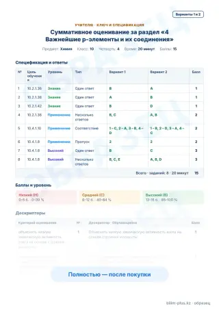 Образец · Учителю: ключ и дескрипторы