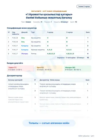 Үлгі · Мұғалімге: кілт пен дескрипторлар