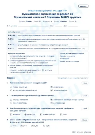Образец · СОР · вариант 1