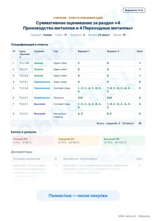 Образец · Учителю: ключ и дескрипторы