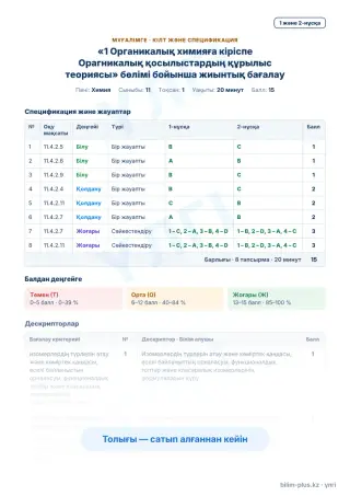 Үлгі · Мұғалімге: кілт пен дескрипторлар