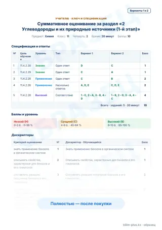 Образец · Учителю: ключ и дескрипторы