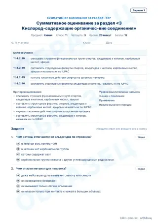 Образец · СОР · вариант 1