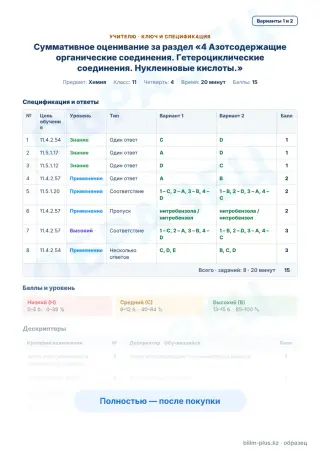 Образец · Учителю: ключ и дескрипторы