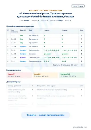 Үлгі · Мұғалімге: кілт пен дескрипторлар