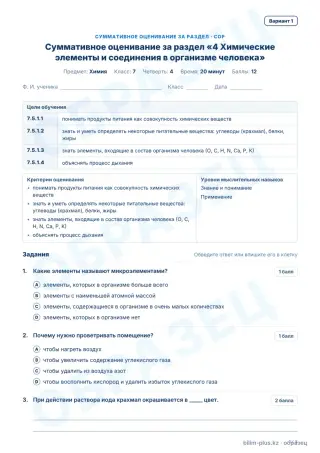 Образец · СОР · вариант 1
