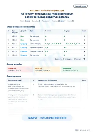 Үлгі · Мұғалімге: кілт пен дескрипторлар