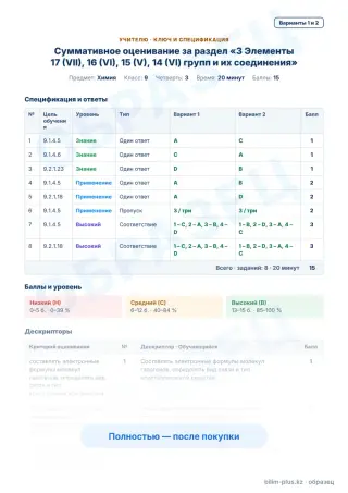Образец · Учителю: ключ и дескрипторы