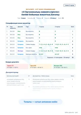Үлгі · Мұғалімге: кілт пен дескрипторлар