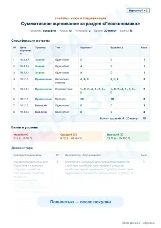 Образец · Учителю: ключ и дескрипторы