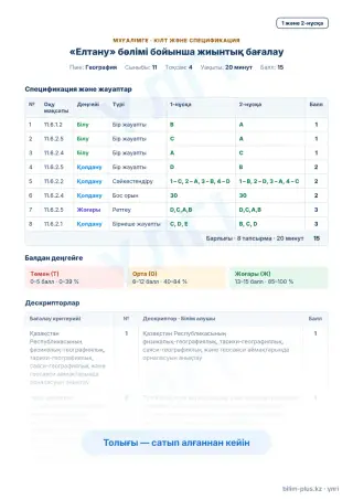 Үлгі · Мұғалімге: кілт пен дескрипторлар