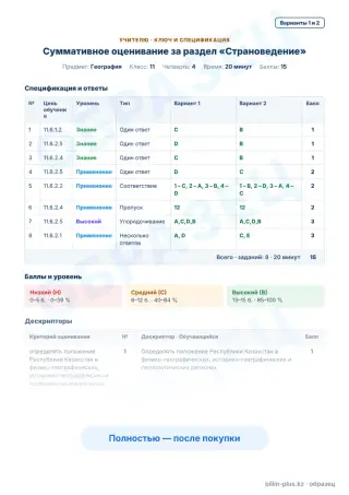 Образец · Учителю: ключ и дескрипторы