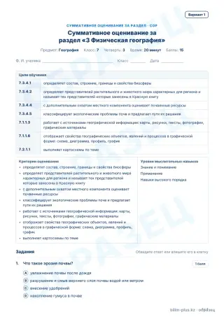 Образец · СОР · вариант 1
