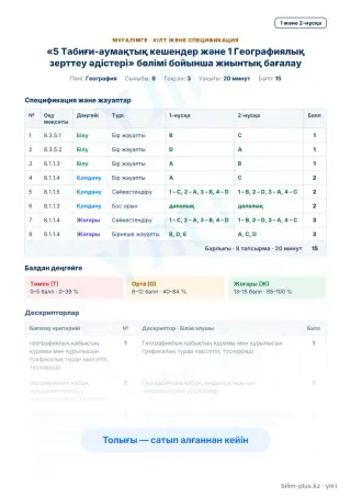 Үлгі · Мұғалімге: кілт пен дескрипторлар