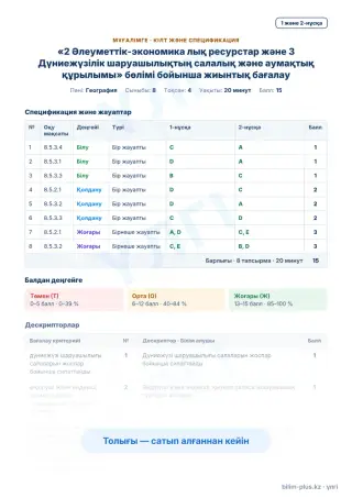 Үлгі · Мұғалімге: кілт пен дескрипторлар