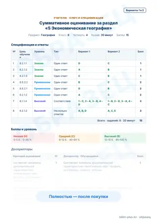 Образец · Учителю: ключ и дескрипторы