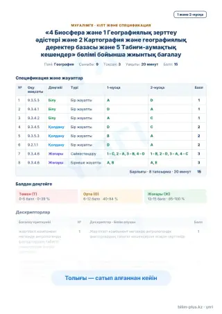 Үлгі · Мұғалімге: кілт пен дескрипторлар