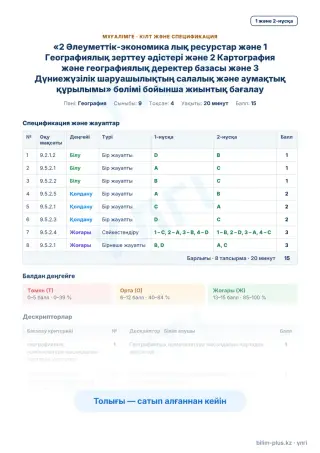 Үлгі · Мұғалімге: кілт пен дескрипторлар